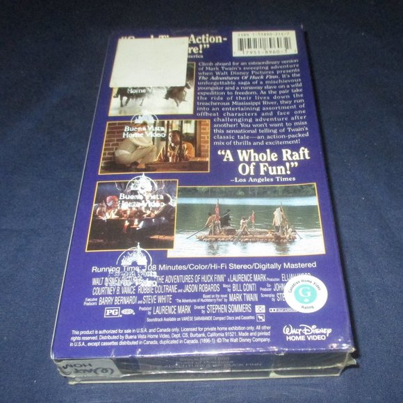 The Adventures of Huck Finn (VHS, 1993) (Unopened) (w/ watermarks) - Picture 2 of 6